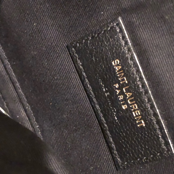 YSL yves saint laurent grain de poudre chevron bill pouche senape w/box. Yellow - Picture 6 of 12